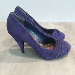 Rocket Dog Modcloth Purple Heel Shoe Velvet Wrap Gathered Retro Vintage Pin Up
